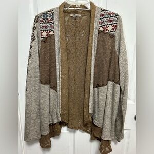 Miss Me Bohemian Patchwork Open Front Cardigan